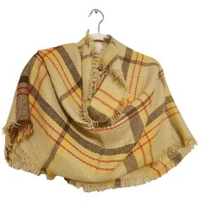 Women's Large Plaid Tan, Brown, Red and Black Infinity Scarf (One Size)